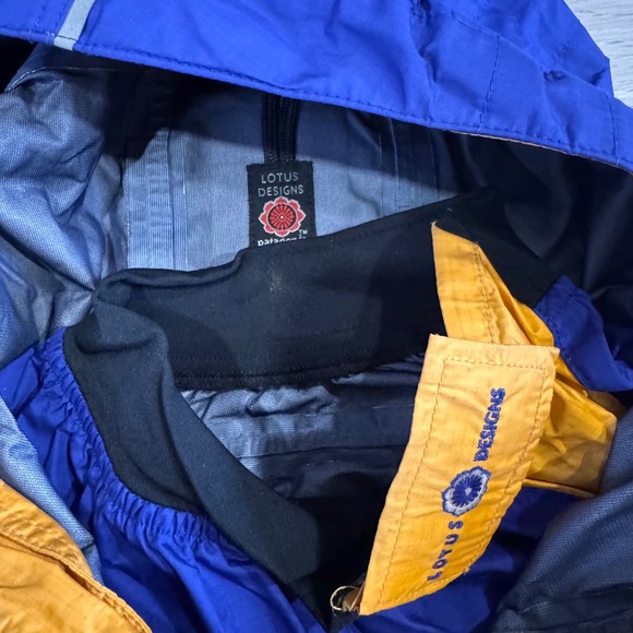 Lotus Designs Patagonia Anorak Jacket Hoodie Blue Orange Size S kayak - Picture 7 of 8